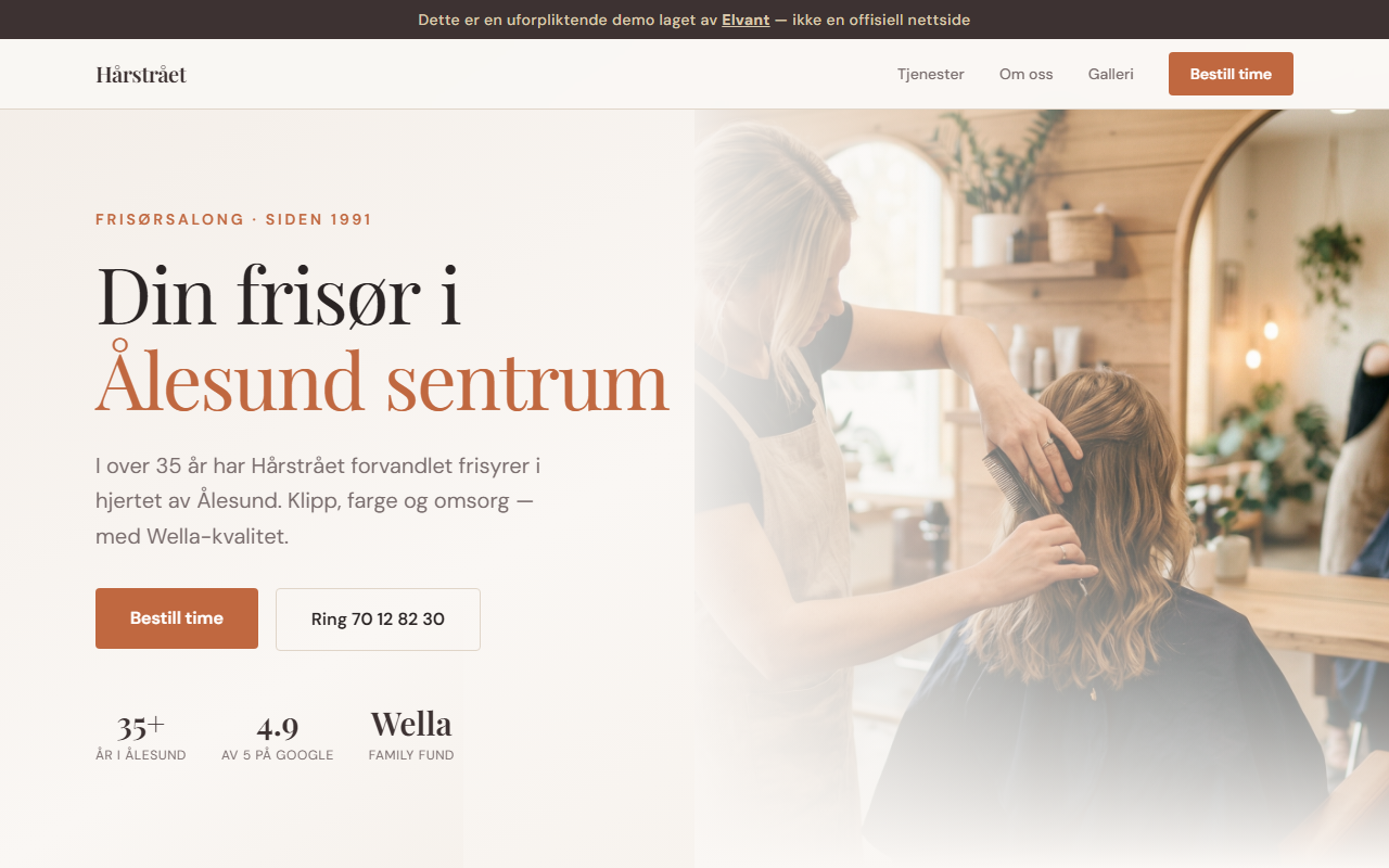 Hårstrået frisørsalong nettside